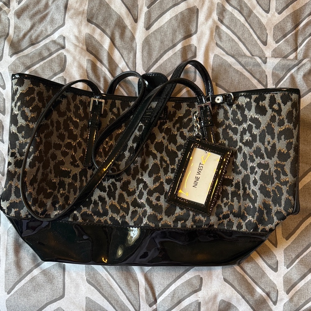 Nine West Black and Brown Leopard Tote